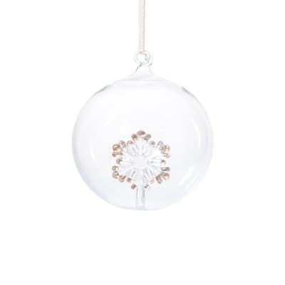 Clear 4.75" Glass Ball Christmas Ornaments with Holiday Snowflake Motif, 4-Piece Set
