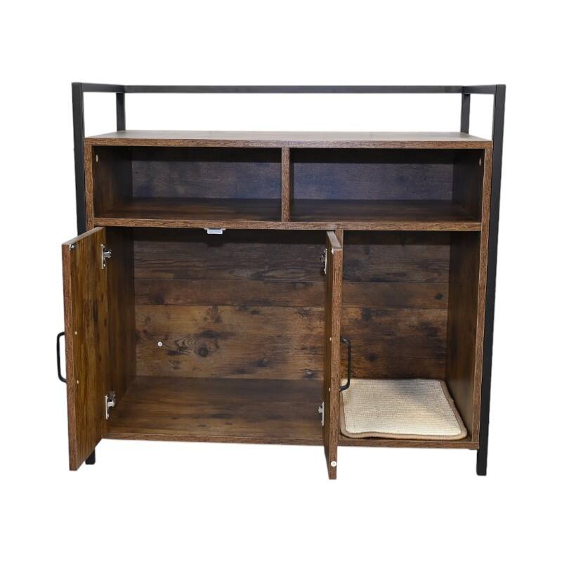 61 lbs Rustic Brown Wooden Cat Litter Box Enclosure, Spacious Hidden Cat Litter Box with Scratching Mat Furniture