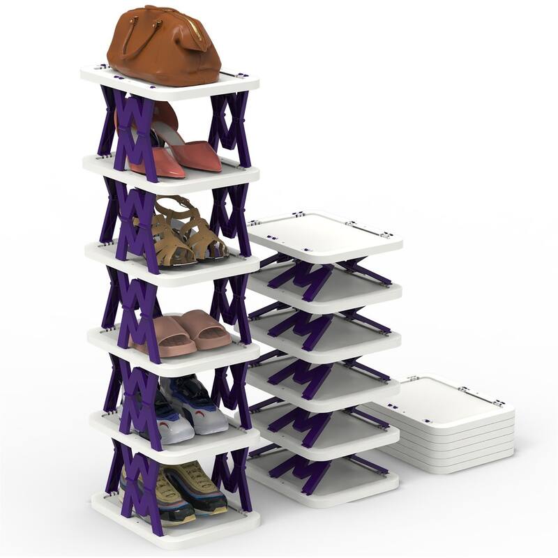 6 Tier Foldable Shoe Rack Vertical Shoe Organizer Narrow Shoe Rack