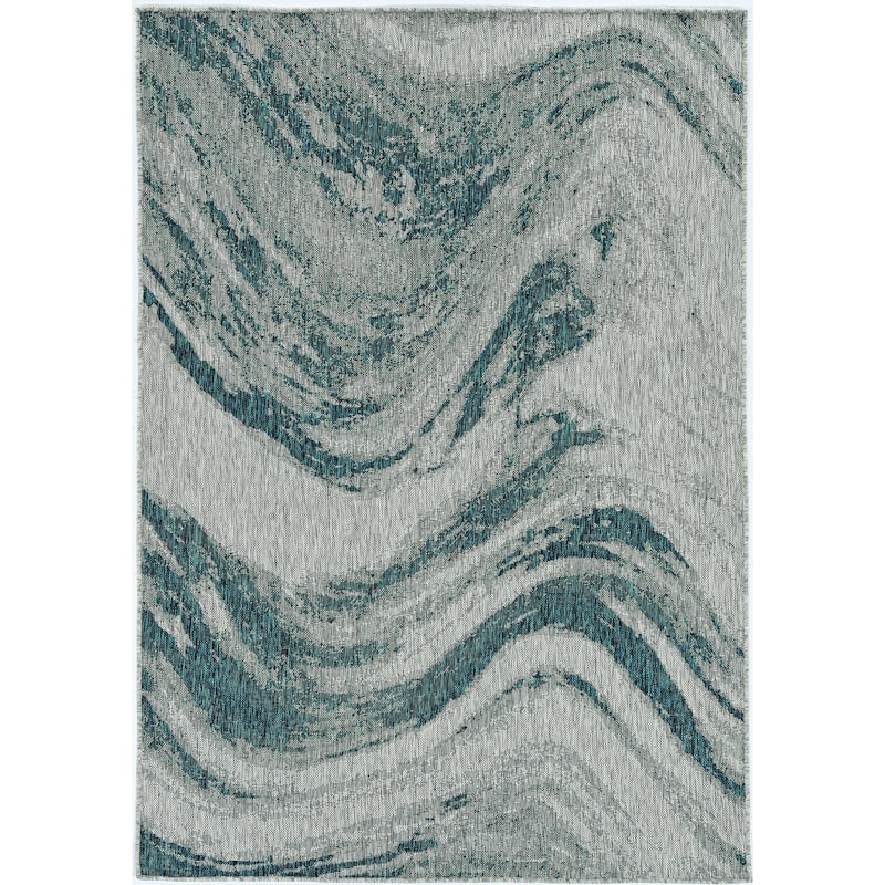 Cave Unique Abstract Weather Resistant Current & Stylish Outdoor Rug