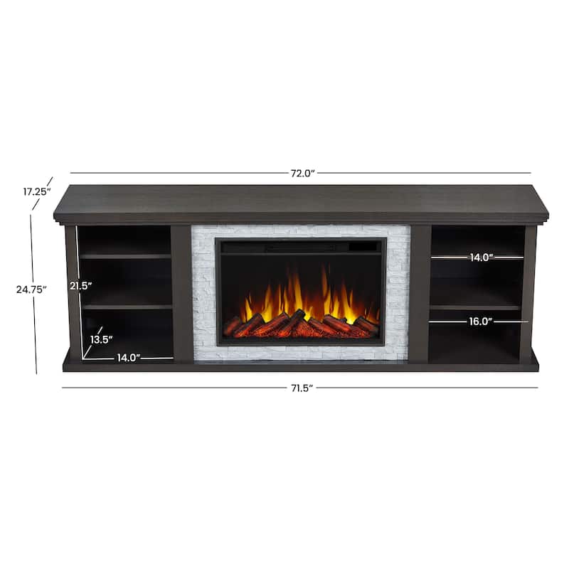 Kenai 72" Electric Slim Fireplace TV Stand in Dark Oak by Real Flame