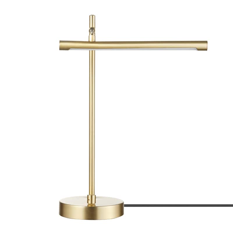 Novogratz x Globe West 15" LED Integrated Desk Lamp, Matte Brass, 200 Lumens, Dimmer Rotary Switch