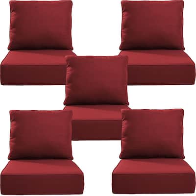 Gymojoy 24"x24"x6" Thick Cushions & Pillows Set - Deep Seat Indoor/Outdoor Water & Fade Resistant