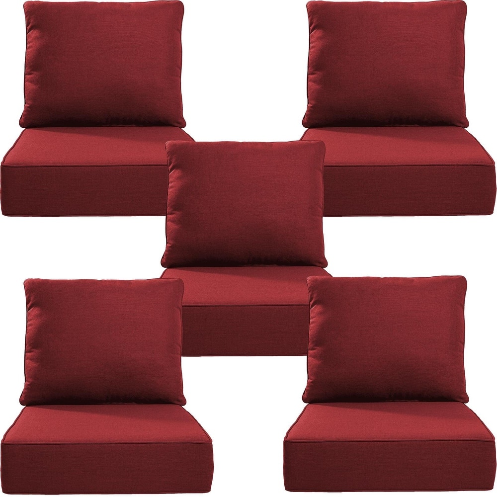 Gymojoy 24"x24"x6" Thick Cushions & Pillows Set - Deep Seat Indoor/Outdoor Water & Fade Resistant