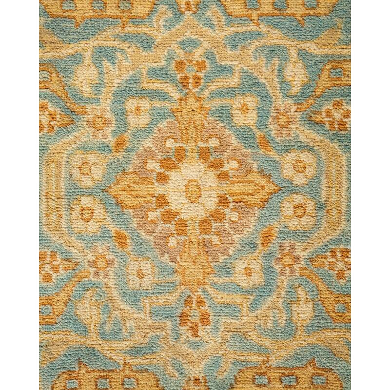 Overton Hand Knotted Wool Vintage Inspired Traditional Ottoman Blue Runner Rug - 2' 5" x 11' 4"