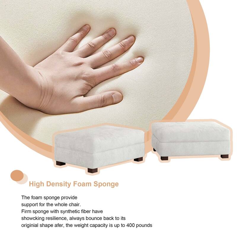 Oversized Chenille Modular Ottoman With Cushioned Top