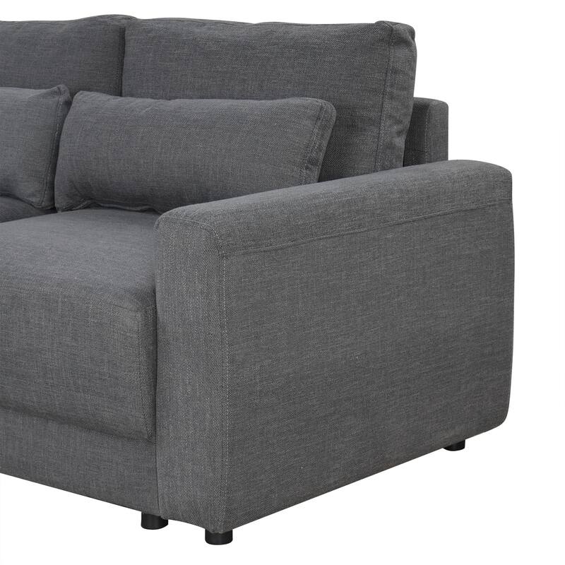 92.9" Linen L-Shaped Sectional Sofa with Removable Cushions