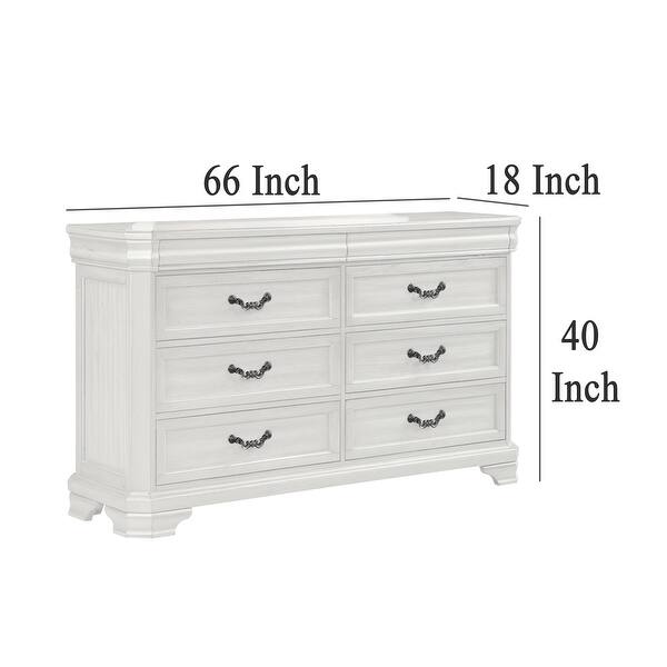 Lynda Wide Dresser, 6 Drawers, White Solid Acacia Wood, 40 Inch - Bed Bath  & Beyond - 42806913