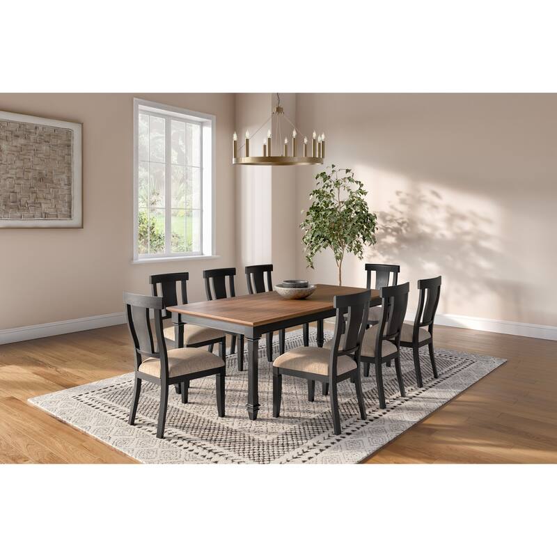 Traditional Wood Kitchen Extension Dining Table and Eight Chairs, Black
