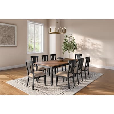 Traditional Wood Kitchen Extension Dining Table and Eight Chairs, Black