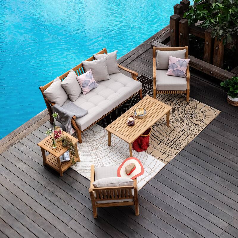 Cambridge Casual Kano 5-Piece Teak Outdoor Conversation Set with Cushion