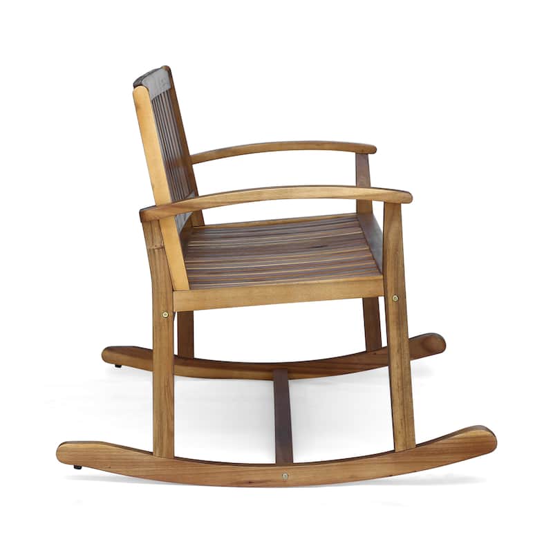 Double Outdoor Acacia Wood Rocking Chair with Armrests
