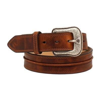 Ariat Western Belt Mens Center Bump Leather Shield Aged Bark A1019444