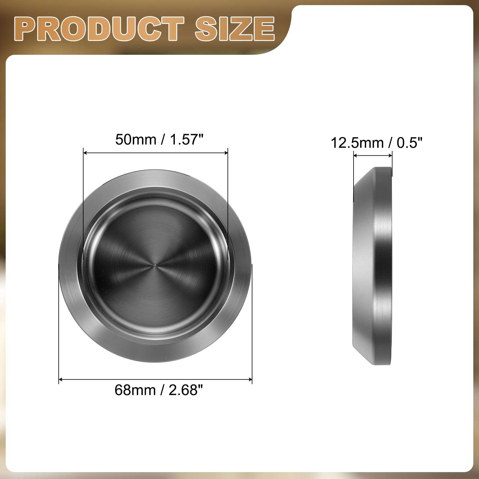 Round Glass Sliding Door Handles, Stainless Steel Back-to-Back Bathroom Handle with Adhesive Stickers for Shower - Medium