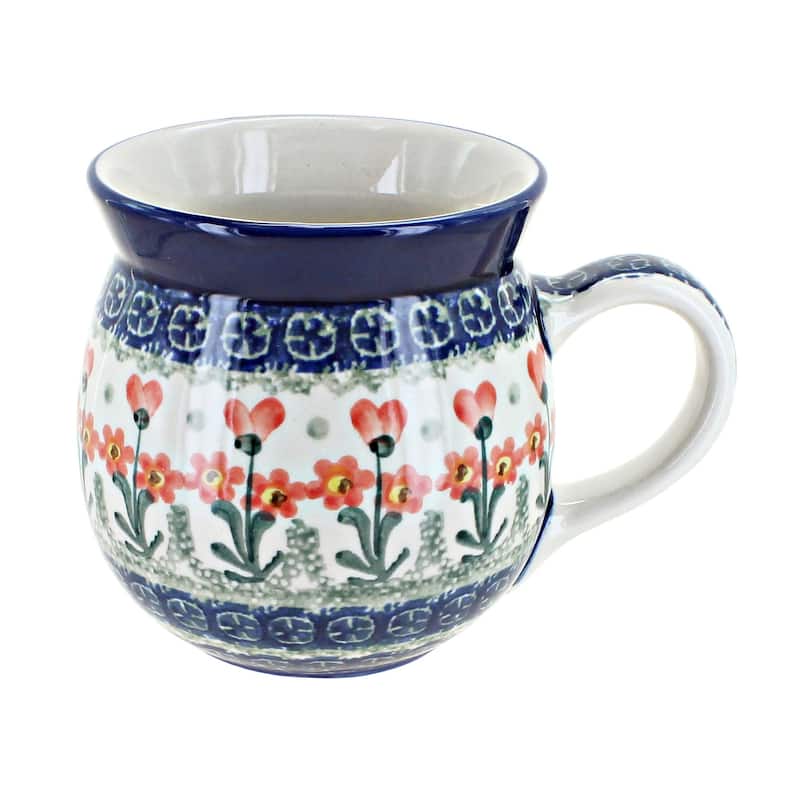 Blue Rose Polish Pottery Ceramika Artystyczna Bubble Mug - Peach Posy