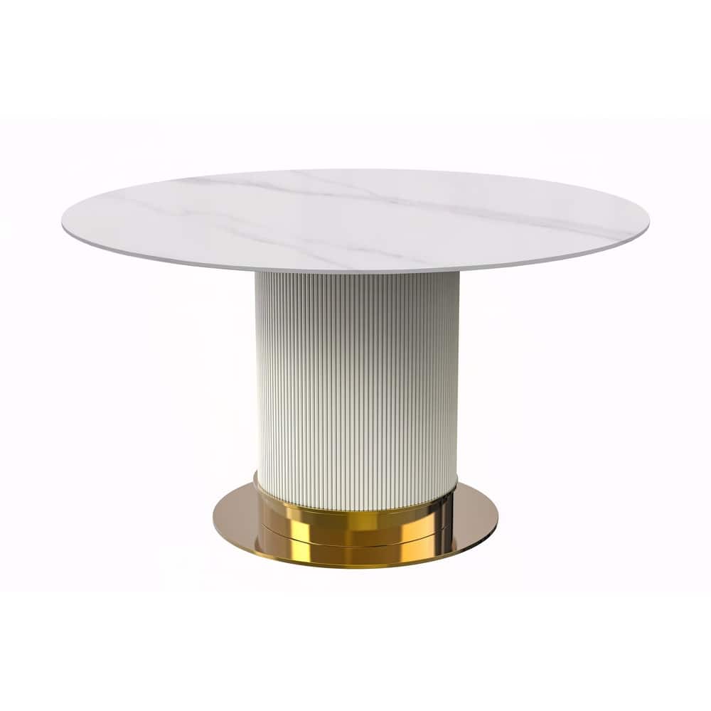 Jexis Round Dining Table with Glass/Sintered Stone Tableop