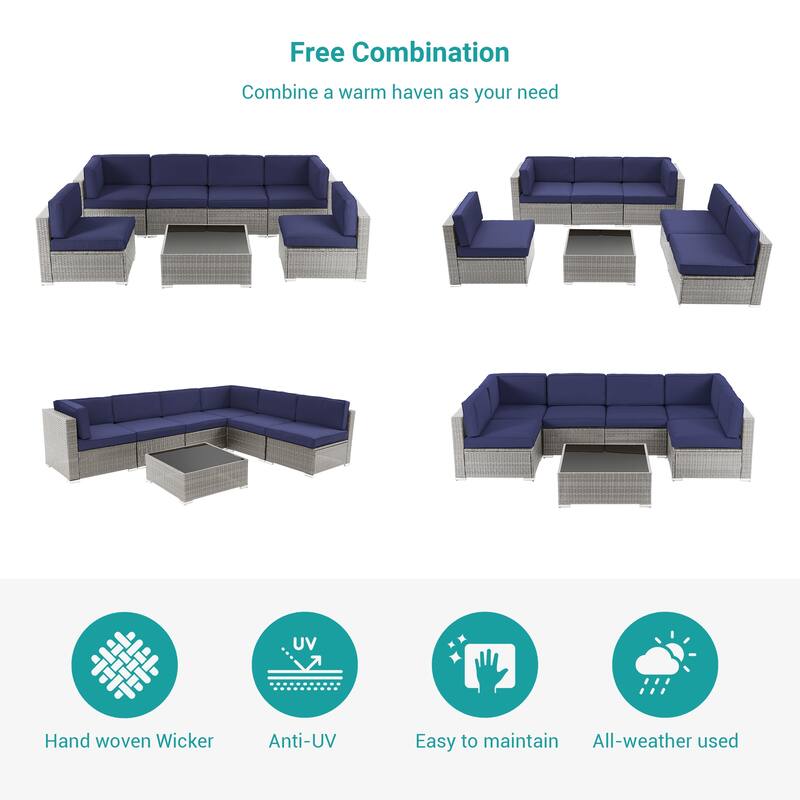 Bonosuki 7-Piece Patio Furniture Set All-Weather Conversation Sets