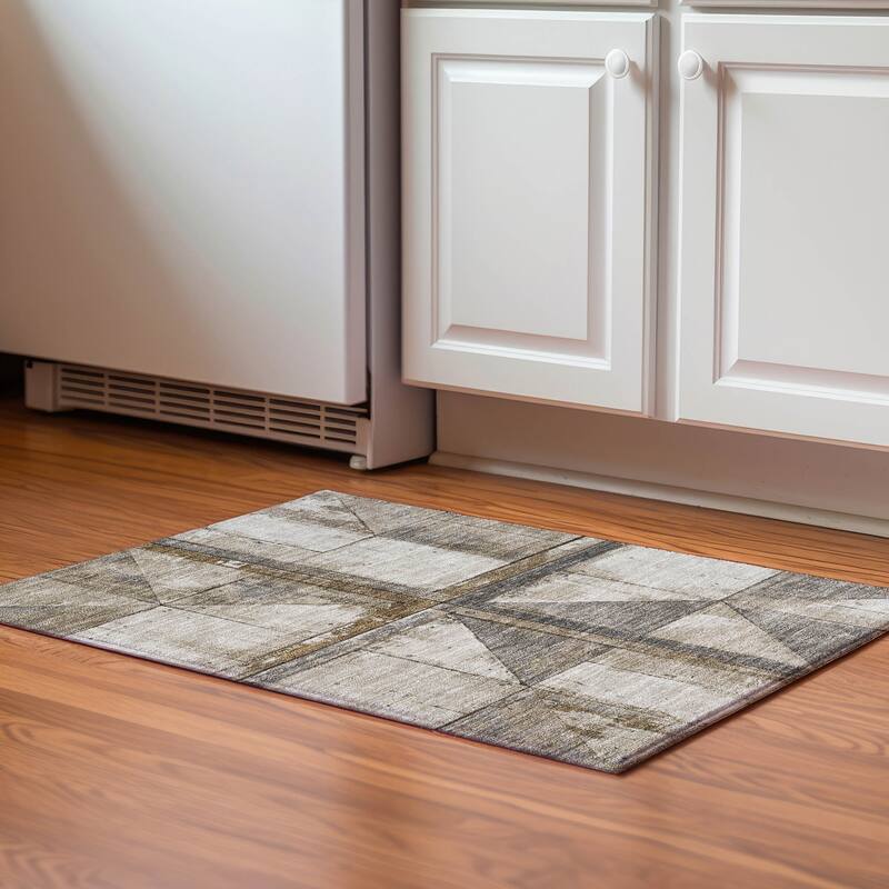Premium Washable Super Soft Contemporary Geo Mayfield Rug - Beige - 1'8" x 2'6"