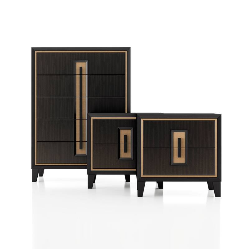 Furniture of America Nyx Modern 3-Piece Espresso Chest and 2 Nightstand Bedroom Set