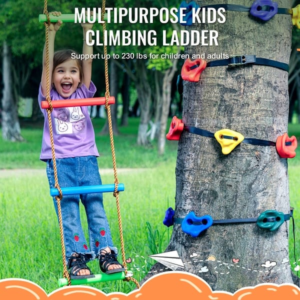 18 Pcs Tree Climbing Holds For Kids - Outdoor Ninja Warrior Grip Kit With 6 Ratchet Straps For Backyard Obstacle Course
