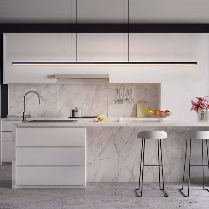 Minimalist Modern Linear Pendant Light Dimmable Integrated LED Chandelier Kitchen Island