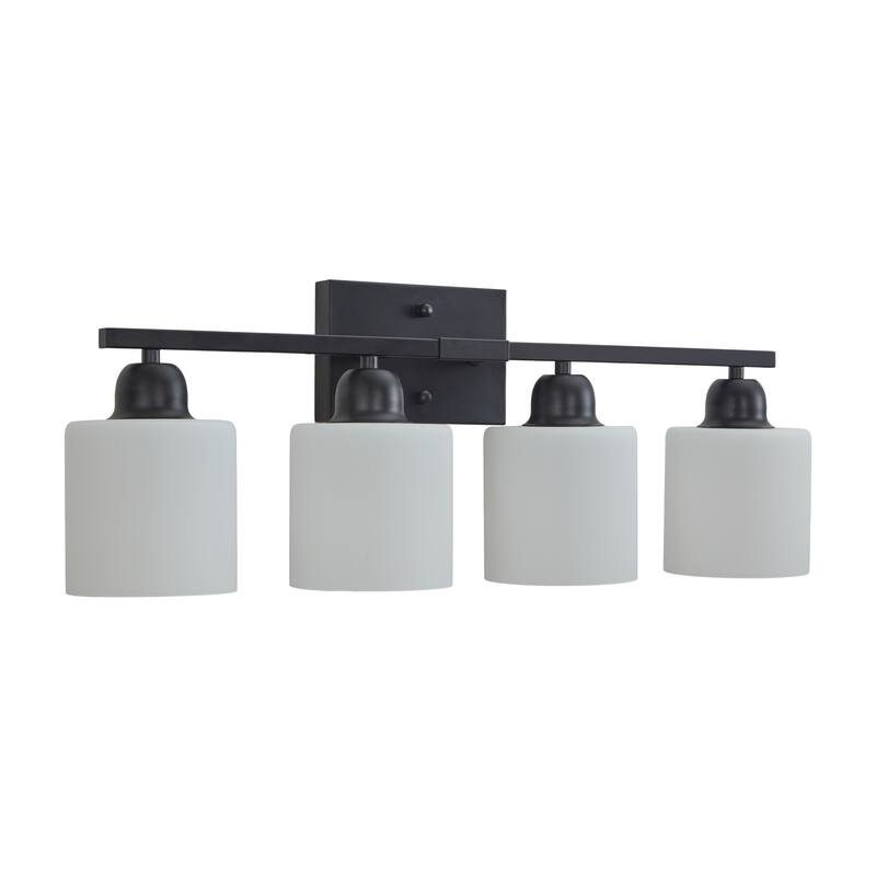 Bathroom Light Fixtures, 4-Light Modern Vanity Light Over Mirror, Wall Sconces with Frosted Glass Shades(Bulbs Not Included)