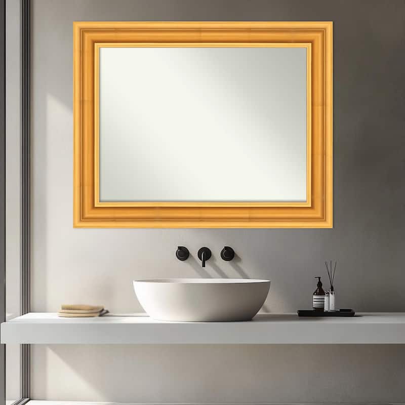 Sierra Non-Beveled Wood Framed Bathroom Vanity Wall Mirror