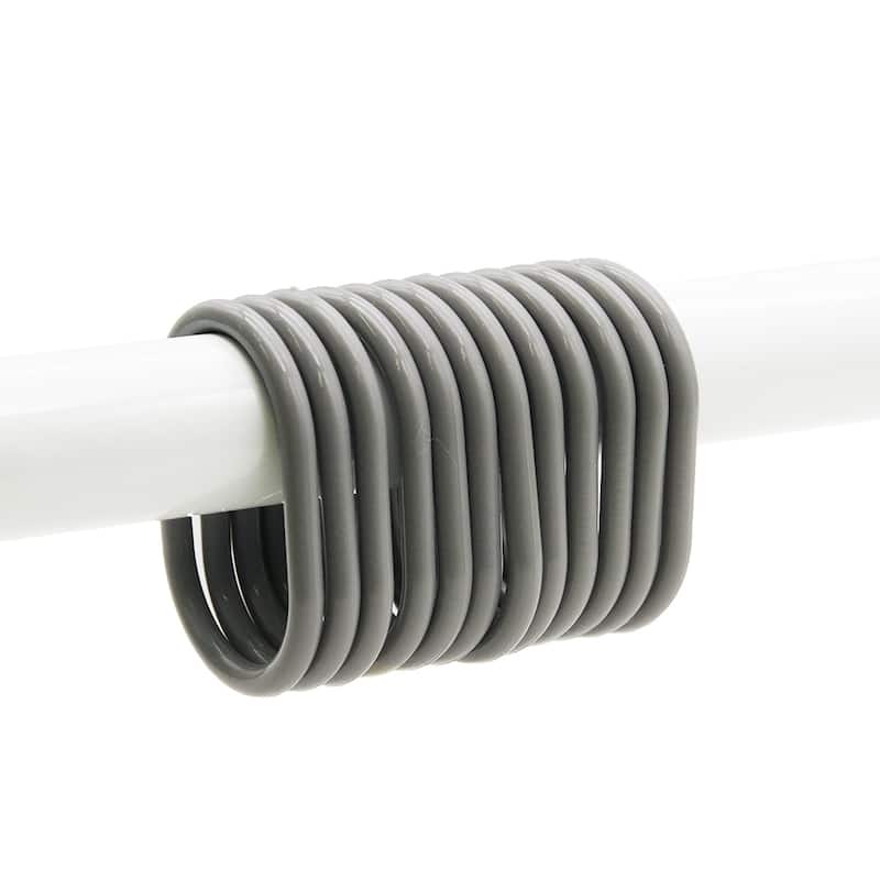 Evideco Shower Curtain Rings Plastic Hooks (Set of 12) - Solid Pearly Grey