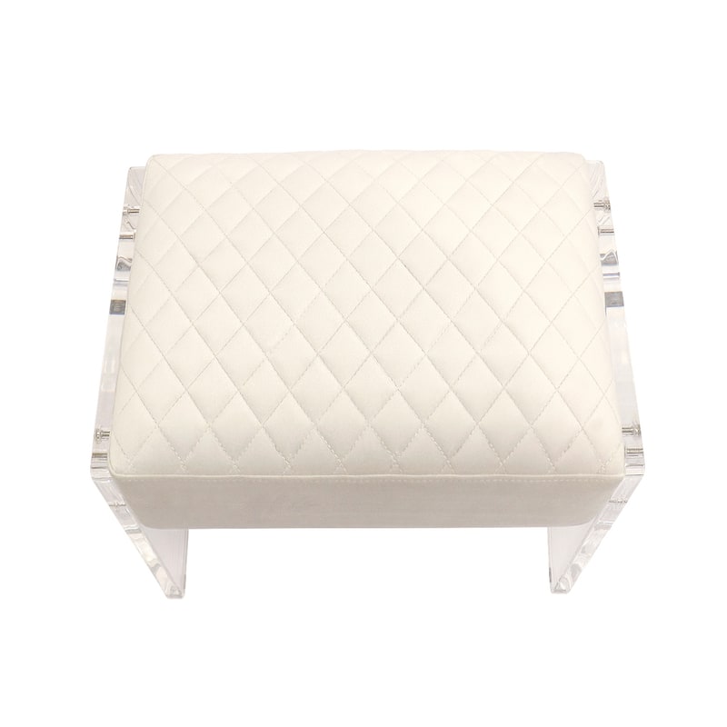 Pasargad Home Tribecca Acrylic & Velvet Stool