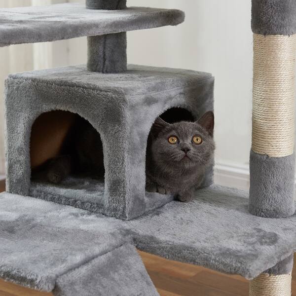 Nestfair Cat Tree Apartment With Sisal Handrails And Plush Double Room Overstock 32363147