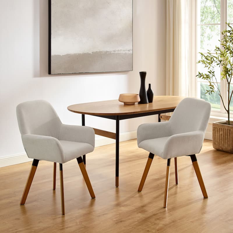 Art Leon Swivel Accent Dining Chairs (Set of 2) - Off White Fabric
