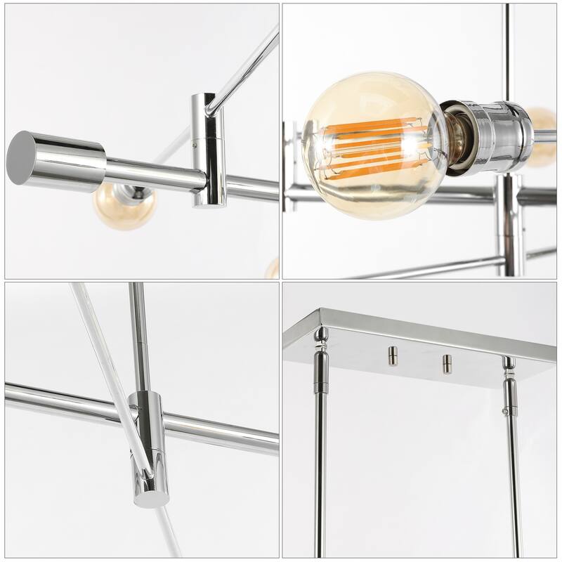 Cato Modern Iron Arm-Adjustable LED Chandelier, Chrome by JONATHAN Y