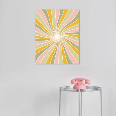 Wynwood Studio Canvas Abstract Pastel Color Ray Lights Green and Wall Art Canvas Print