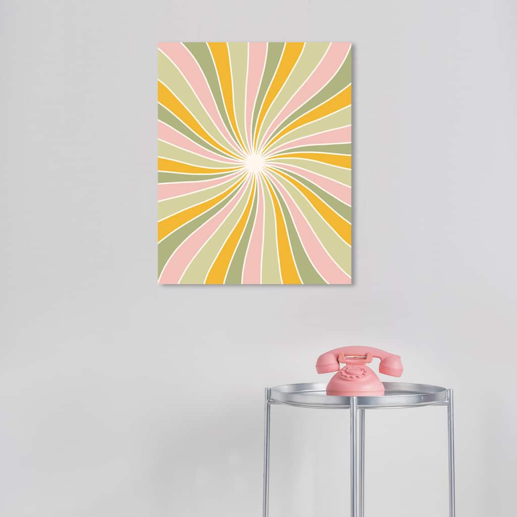 Wynwood Studio Canvas Abstract Pastel Color Ray Lights Green and Wall Art Canvas Print