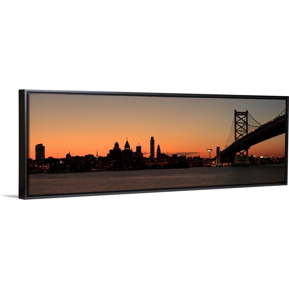 Panorama Of Philadelphia Pennsylvania Along The Delaware River Black Float Frame Canvas Art Overstock 25524879