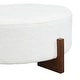 preview thumbnail 5 of 5, Christopher Knight Home - 34" Round Tufted Upholstered Cocktail Ottoman, Leather Coffee Table with Solid Wood Legs