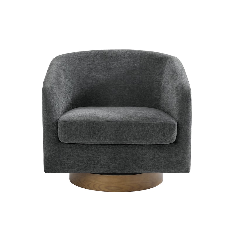 Faux Leather Wide Seat Swivel Barrel Chair