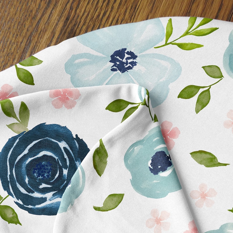 Watercolor Floral Collection Girl Baby Cocoon and Beanie Hat Sleep Sack - 2pc Set - Navy Blue Pink Boho Shabby Chic Rose Flower