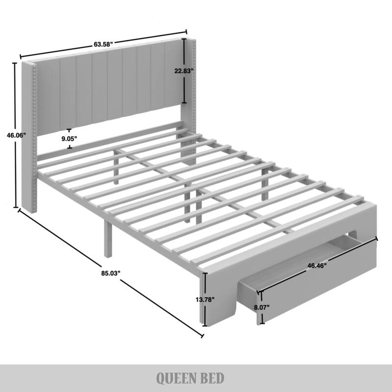 CraftPorch Velvet Wingback Tufted Upholstered Platform Storage Bed
