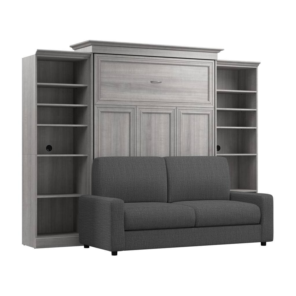 Versatile Queen Murphy Bed with Sofa and Closet Organizers by Bestar