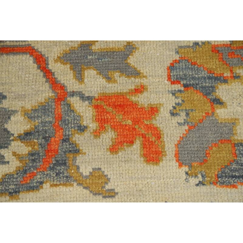 Hand Knotted Oriental 100% Wool Carpet Transitional All-Over Navy Blue & Blues Oushak Area Rug - 10' 6'' X 7' 11''