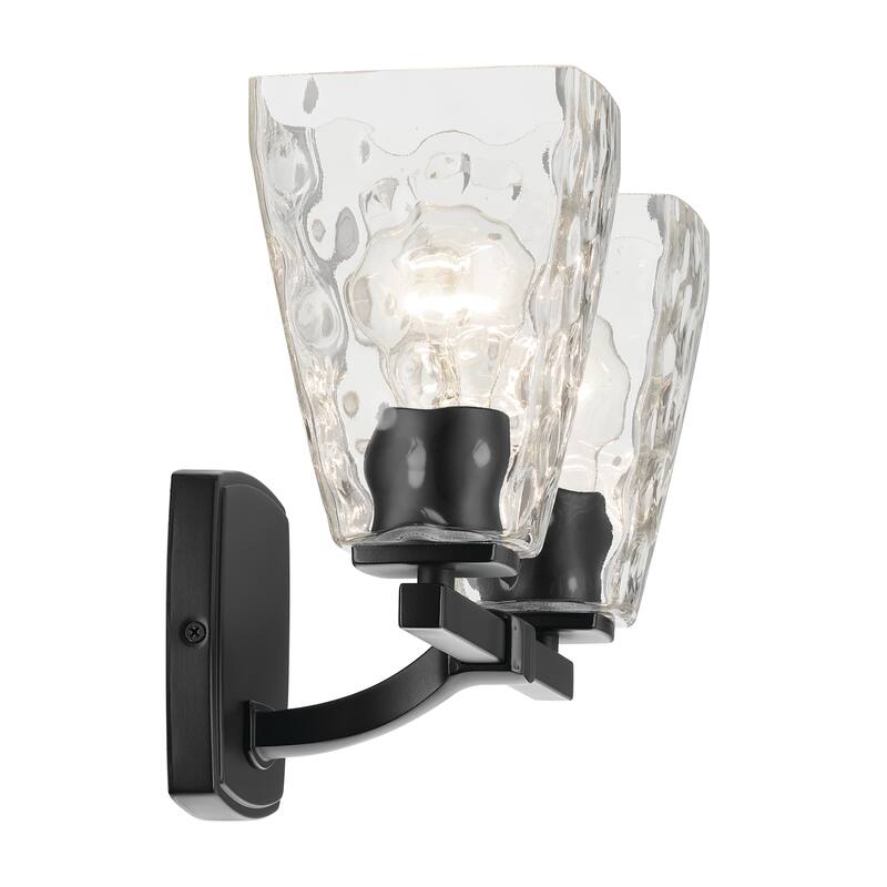 Kichler Lighting Marant 14.25" 2-Light Vanity Light with Clear Water Glass in Black