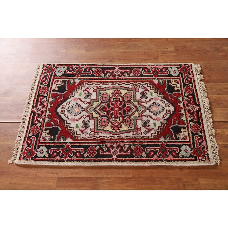 Heriz Serapi Oriental Rug Hand-Knotted Wool Carpet - 2'0"x 3'0"