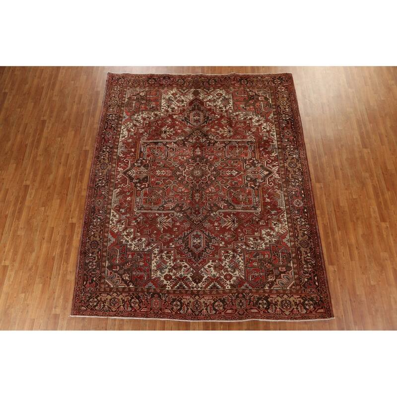 Vintage Traditional Geometric Persian Heriz Area Rug Wool Hand-knotted - 8'9" x 10'11"