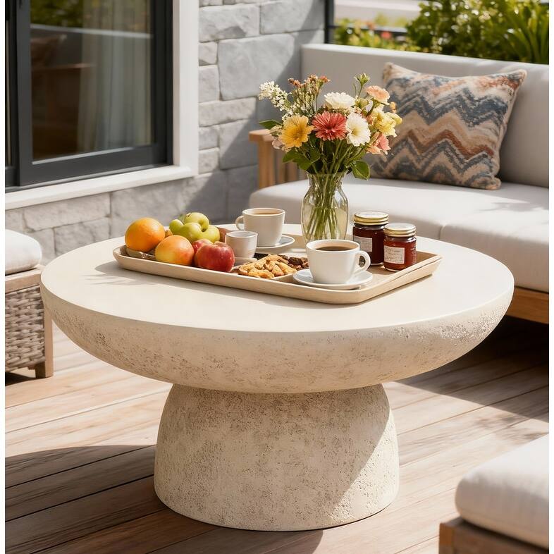 Round Coffee Tables Accent Center Table - Natural