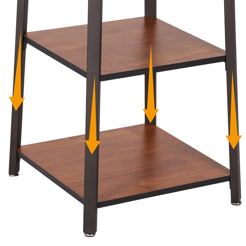 VECELO 72" Industrial Brown Coat Rack with Shelves Multi-functional Space Saving Storage Stand for Entryway Living Room