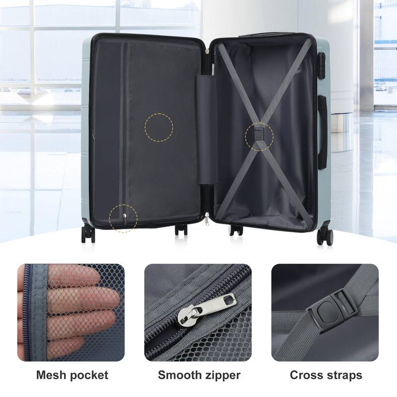 6 Piece Luggage Set, with Double Spinner Wheels Handle Password Lock, 14 IN Cosmetic Case 20/24/28 IN Luggages with Bag