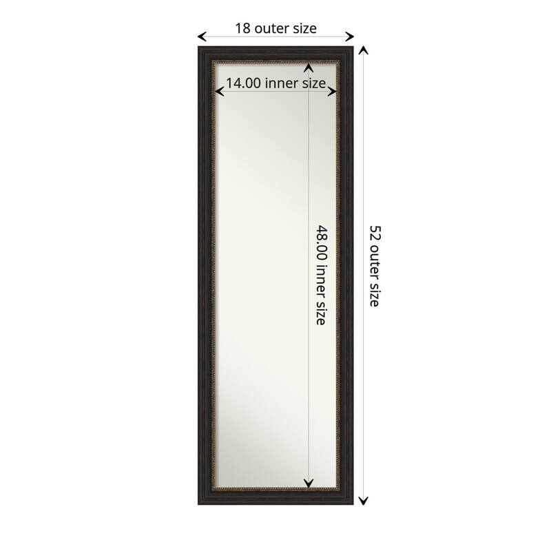 Non-Beveled Full Length On The Door Mirror - Accent Bronze Frame - Glass Size 14 x 48 - Accent Bronze Narrow