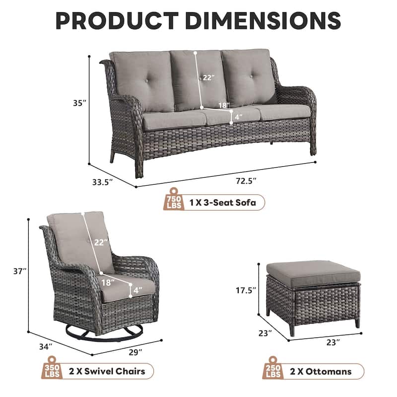 Pocassy Outdoor Patio Wciker Sofa Furniture Set of Chair Table.