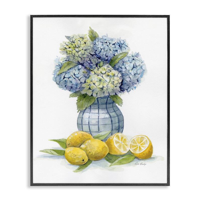 Stupell Hydrangeas & Lemon Cluster Framed Giclee Art Design By Patti Bishop - 24 x 30 - Black